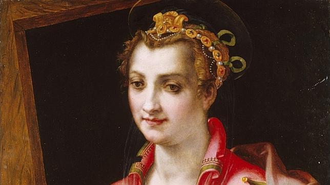 Retrato que hace Morandini de Santa Elena con la Vera Cruz, personaje que aparece en «INRI»