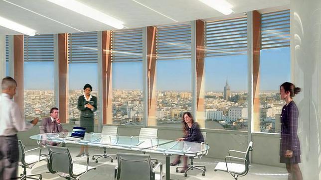 Infografía de las vistas que tendrá la Torre Pelli desde las oficinas de las plantas altas
