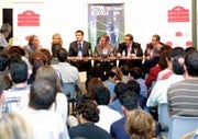 José Luis Ruiz, director del Festival de Sevilla, Inmaculada Adzerías, «Míchel», De la Casa, Enrique Ortego y José Luis Garci. ROCÍO RUZ