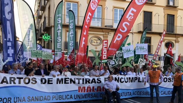 Manifestación a su llegada a la Plaza de la Merced
