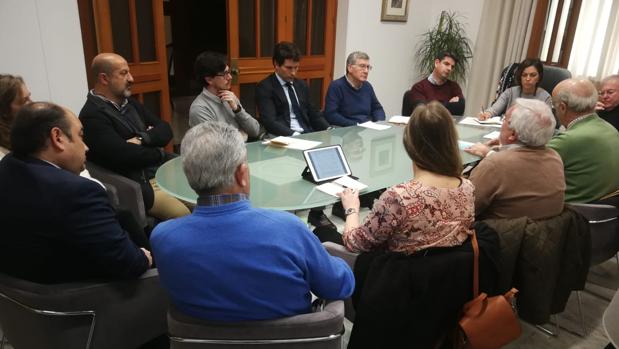 Un momento de la reunión hoy de la alcaldesa con los cinco colegios profesionales por la demora de licencias