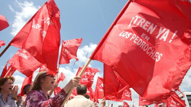 Protesta de vecinos del Valle de Los Pedroches para reclamar el tren en la comarca