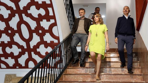 José Fiscal, Susana Díaz y Miguel Ángel Vázquez en la sede regional del PSOE andaluz