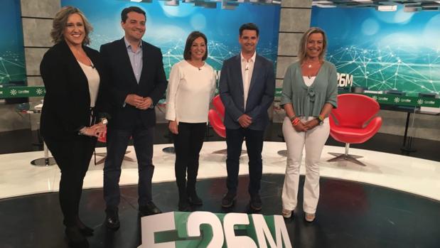 Los cuatro candidatos participantes en el plató de Canal Sur Córdoba