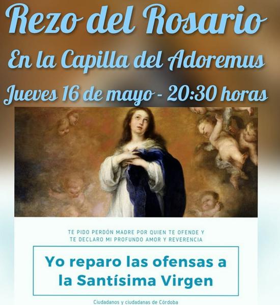 Cartel con el que se convoca a los cristianos a rezar contra las ofensas a la Virgen María