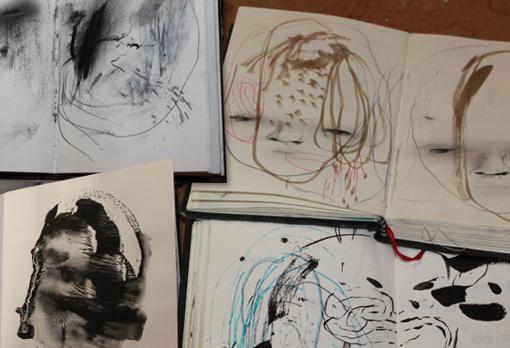 Detalle de los cuadernos del artista