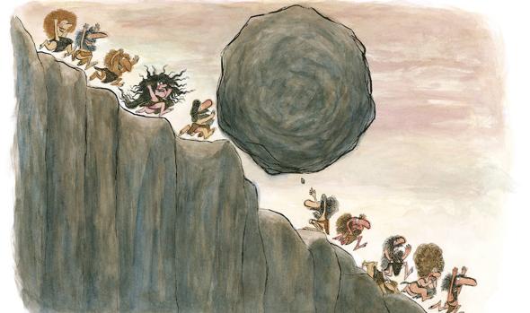 «Antes, cuando no había colegio también se diferenciaban los de ciencias y los de letras». Ilustración de «Antes, cuando no había colegio» (Edelvives) de André Bouchard
