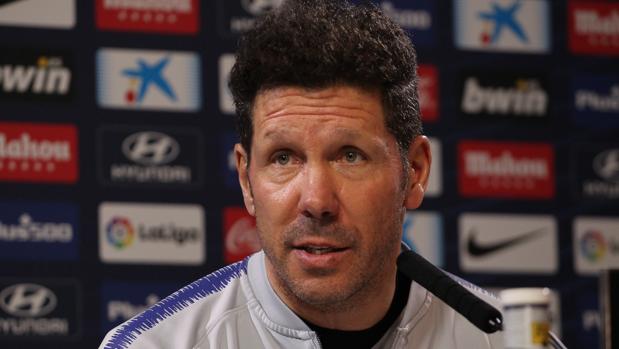 Diego Pablo Simeone, durante la rueda de prensa de hoy