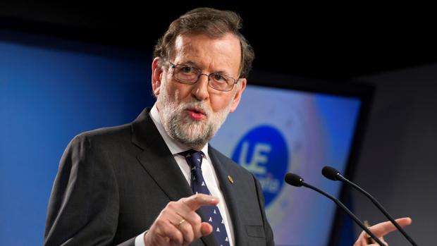El presidente del Gobierno, Mariano Rajoy, durante la rueda de prensa ofrecida en Bruselas