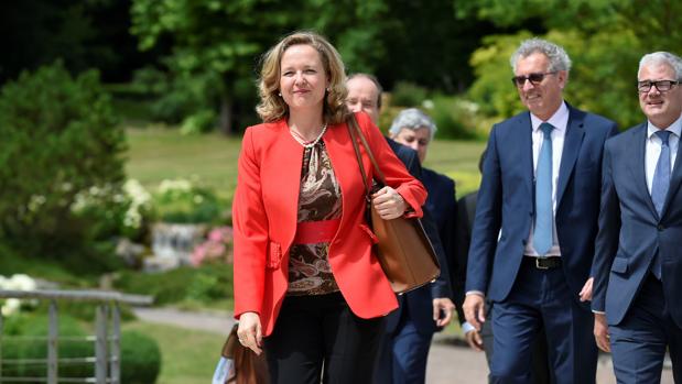 Nadia Calviño, a su llegada a la reunión del Eurogrupo