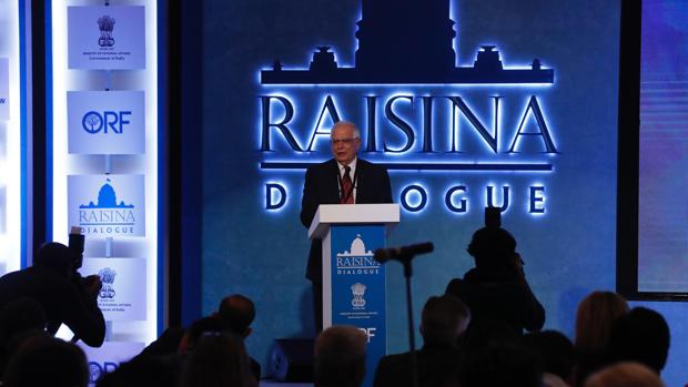 Josep Borrell, durante su participación en el foro internacional sobre geopolítica y economía «Diálogos de Raisina»