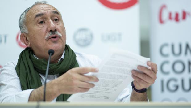 Pepe Álvarez, hoy, en su comparecencia ante la prensa