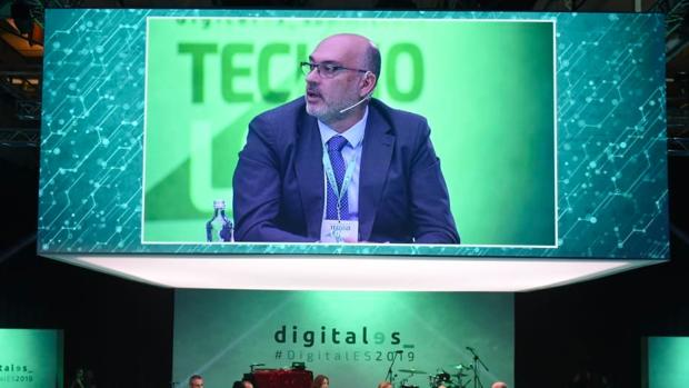 El presidente de Telefónica España, Emilio Gayo, durante su intervención en la segunda edición del DigitalEs Summit, organizado por la asociación española para la digitalización DigitalEs