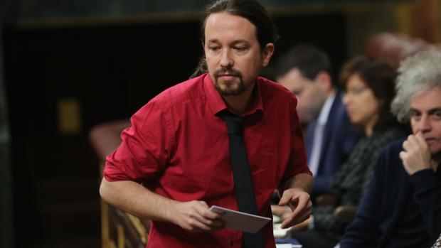 Pablo Iglesias este miércoles, en el Congreso de los Diputados