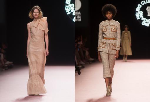 Teresa Helbig Apostó por vestidos largos con apliques de escamas en bronces y los esmoquin de tweed «a la andaluza», recreando el traje de corto de caballistas de la doma vaquera y toreros