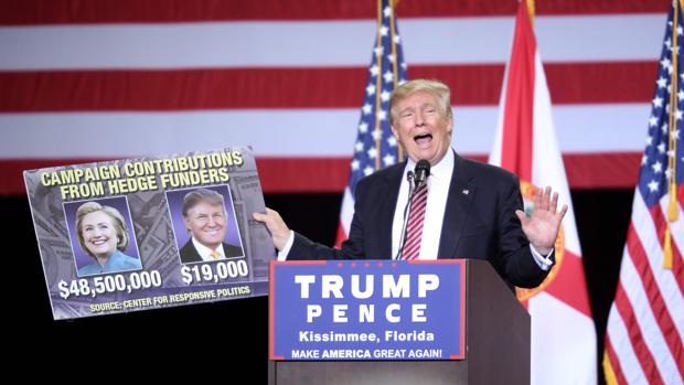 Trump muestra las contribuciones a su campaña frente a las de Hillary Clinton
