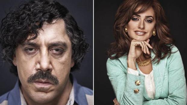 Javier Bardem y Penélope Cruz caracterizados como Pablo Escobar y Virginia Vallejo