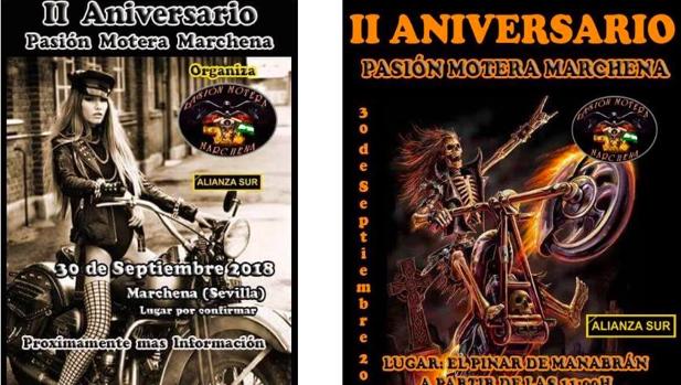 A la izquierda, el cartel del motoclub que ha sido retirado. A la derecha, el nuevo cartel
