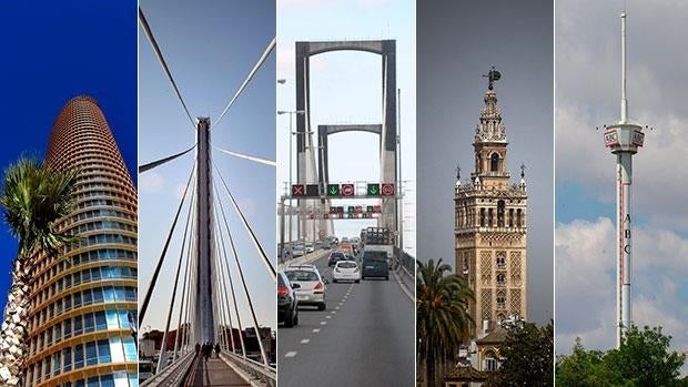 La Torre Pelli, los puentes del Alamillo y del Centenario, la Giralda y la Torre ABC