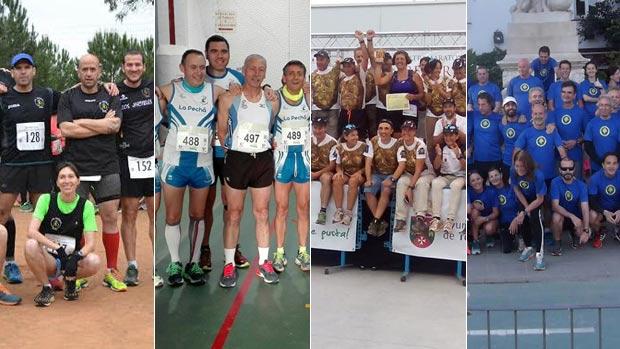 De izquierda a derecha., Club Los Jartibles, Club «La Pechá», Pretorianos de Tomares y Corredores del Parque de María Luisa