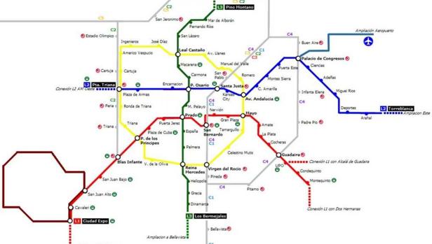 metro sevilla mapa Por qué se construirá antes la línea 3 del Metro de Sevilla?