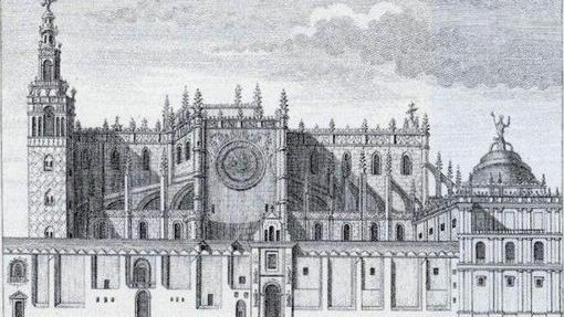 Grabado antiguo de la Catedral de Sevilla