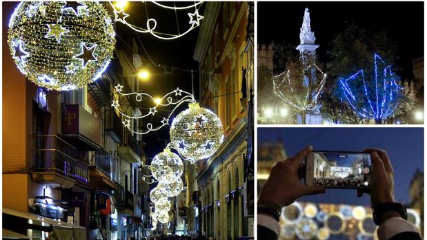 Calles de Sevilla iluminadas durante la Navidad