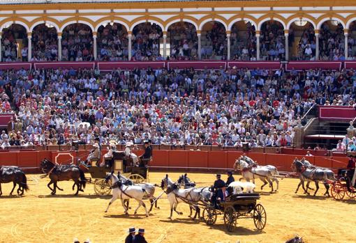Exhibición de Enganches en la plaza de toros de la Real Maestranza