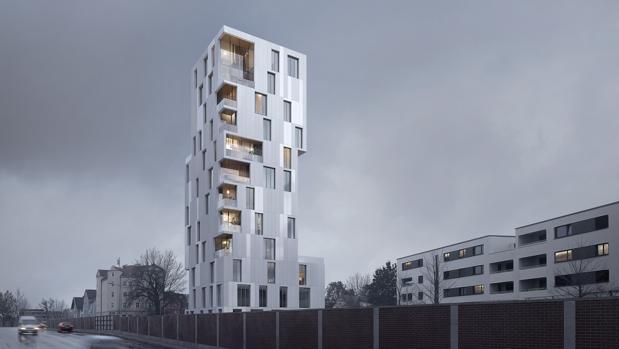 Detalle del diseño del edificio ganador del concurso internacional de Augsburg