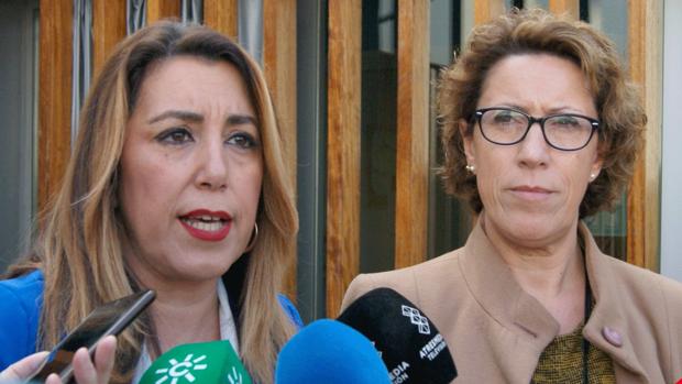 La exalcaldesa de Constantina, Eva María Castillo, junto a Susana Díaz en abril de 2019