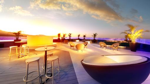 Atardecer en la terraza de Hard Rock Hotel Tenerife